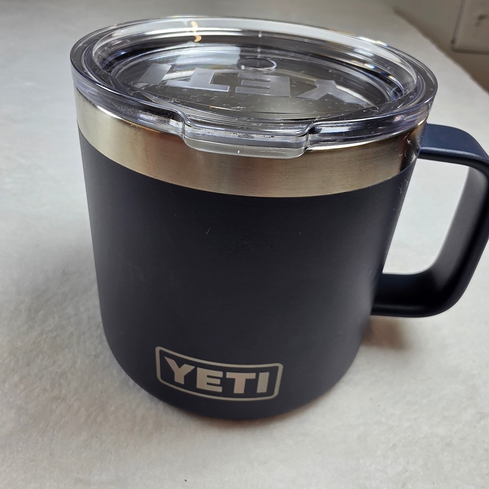 YETI Rambler 14 oz Mug‎ Navy Blue Vacuum Insulated Stainless Steel Camp Cup Lid